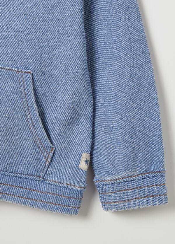 Ovs Felpa In Cotone Effetto Denim Con Cappuccio