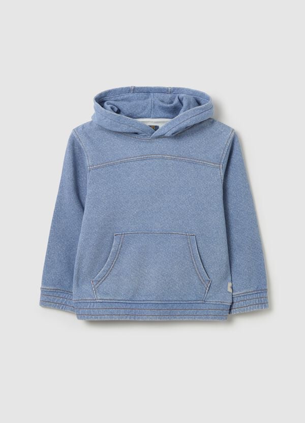 Ovs Felpa in cotone effetto denim con cappuccio