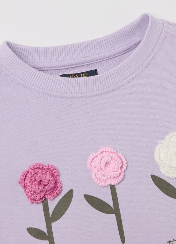 Ovs Felpa In French Terry Con Fiori Crochet