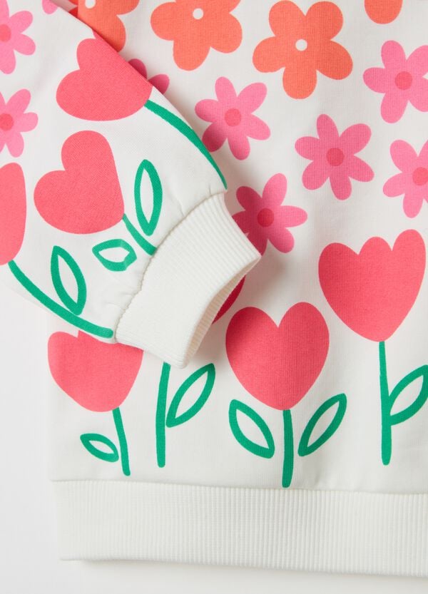Ovs Felpa In French Terry Con Stampa Fiori