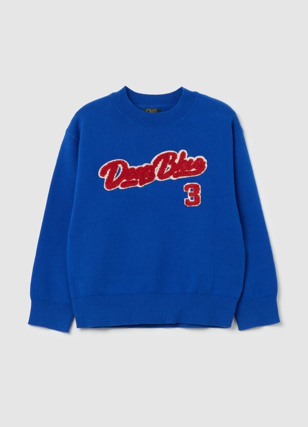 Ovs Felpa in French Terry patch "Deep Blue" bouclé