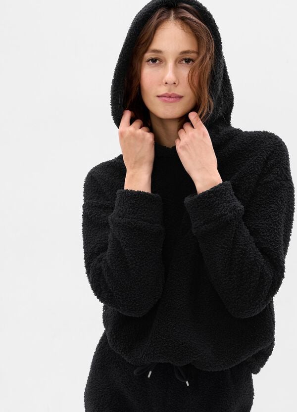 Ovs Felpa in sherpa con cappuccio e coulisse
