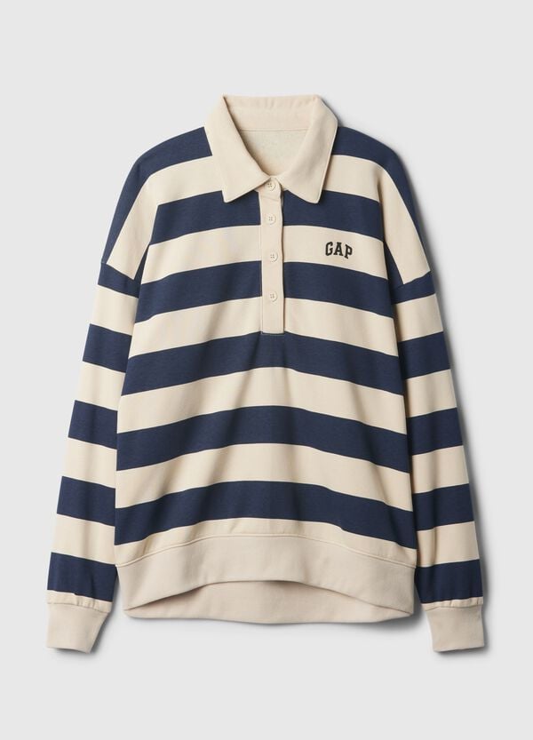 Ovs Felpa Over A Righe Con Scollo A Polo