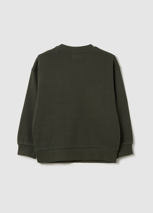 Ovs Felpa Verde In French Terry Con Tasca E Patch