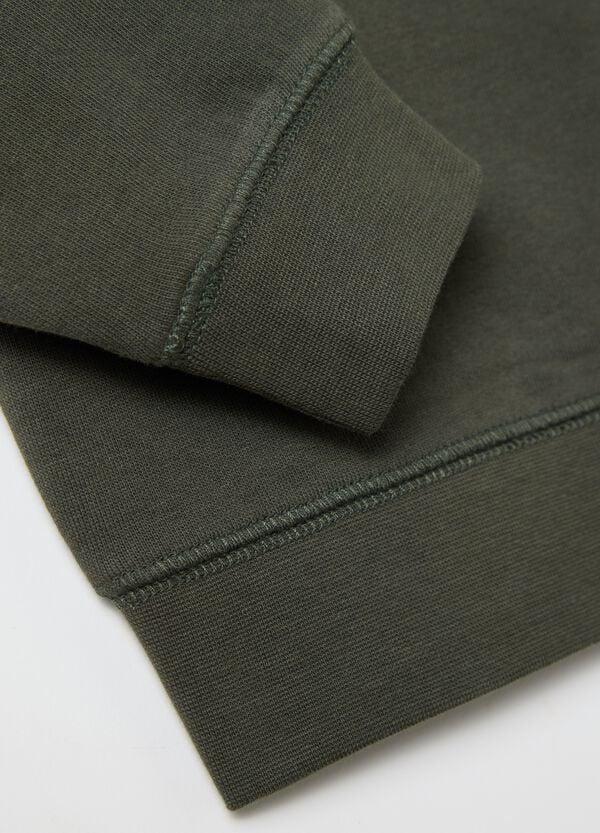Ovs Felpa Verde In French Terry Con Tasca E Patch