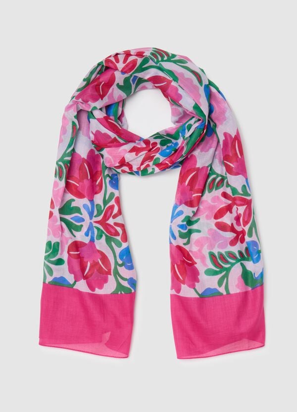 Ovs Foulard in cotone con stampa floreale rosa