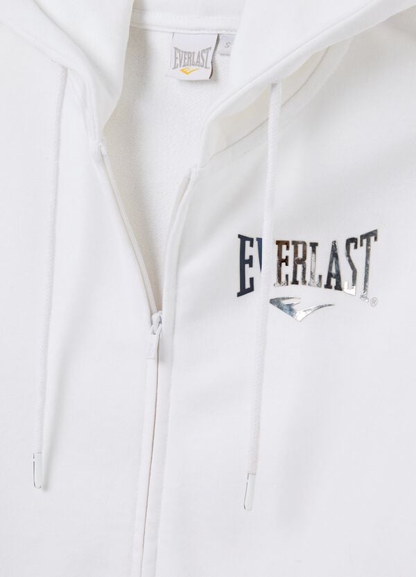 Ovs Full-zip Con Cappuccio Bianca Stampa In Foil