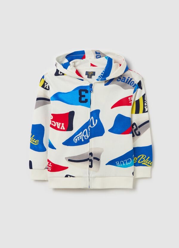 Ovs Full-zip con cappuccio e stampa motivo nautica