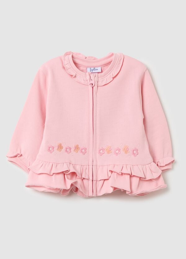 Ovs Full-zip in French Terry con ricamo fiorellini