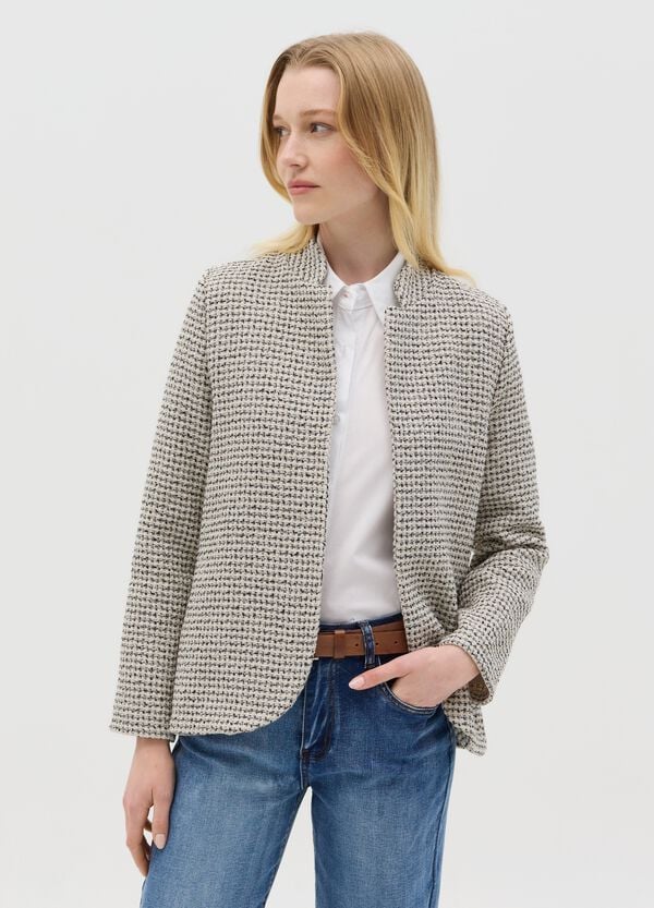 Ovs Giacca Aperta In Tweed Beige E Nera