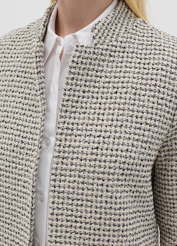Ovs Giacca Aperta In Tweed Beige E Nera