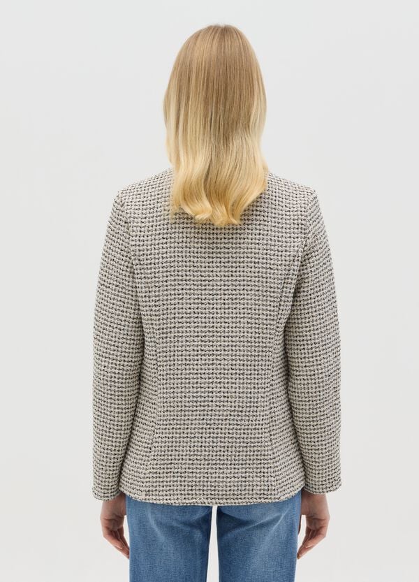 Ovs Giacca Aperta In Tweed Beige E Nera