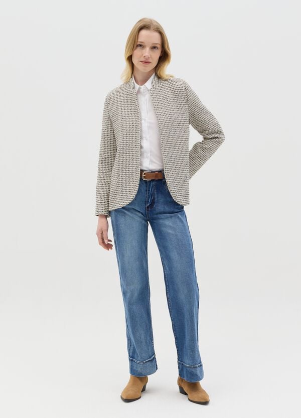 Ovs Giacca aperta in tweed beige e nera