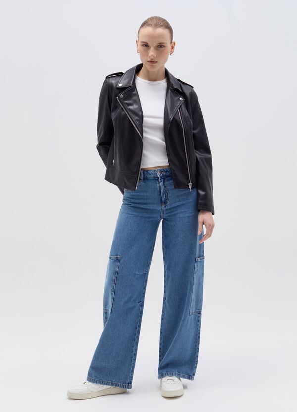 Ovs Giacca Biker Effetto Lucido Con Zip