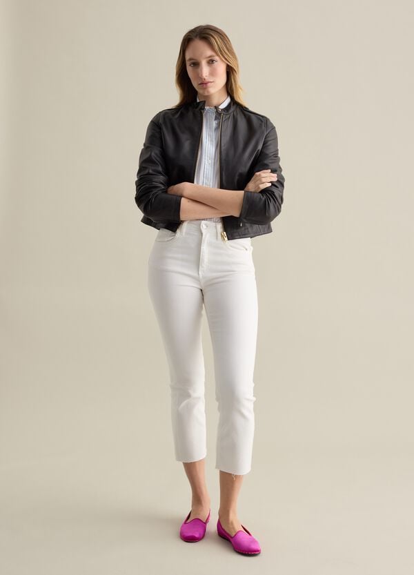 Ovs Giacca Biker In Vera Pelle Nera