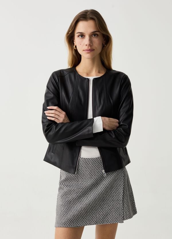 Ovs Giacca chiodo effetto lucido full-zip