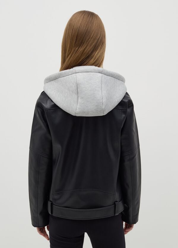 Ovs Giacca Chiodo Nera Con Felpa Interna