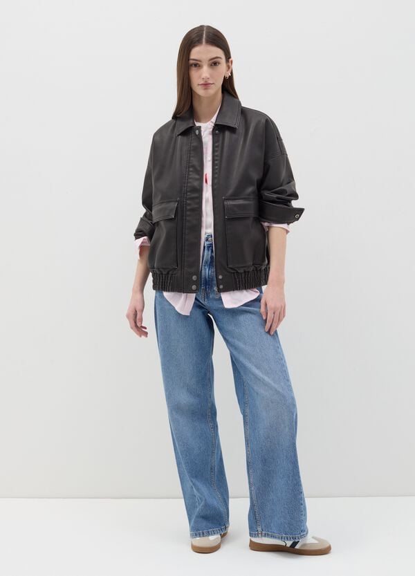 Ovs Giacca Corta Bomber Effetto Lucido