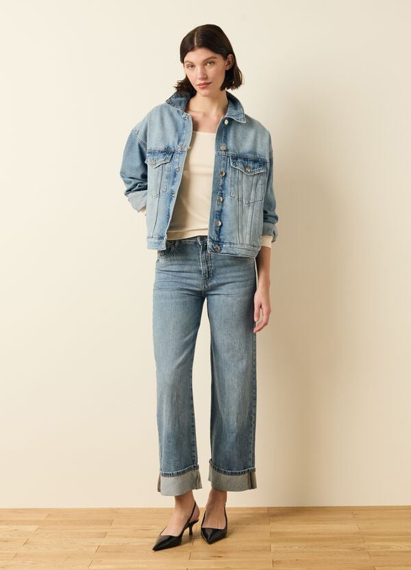 Ovs Giacca Corta In Denim Acid Wash