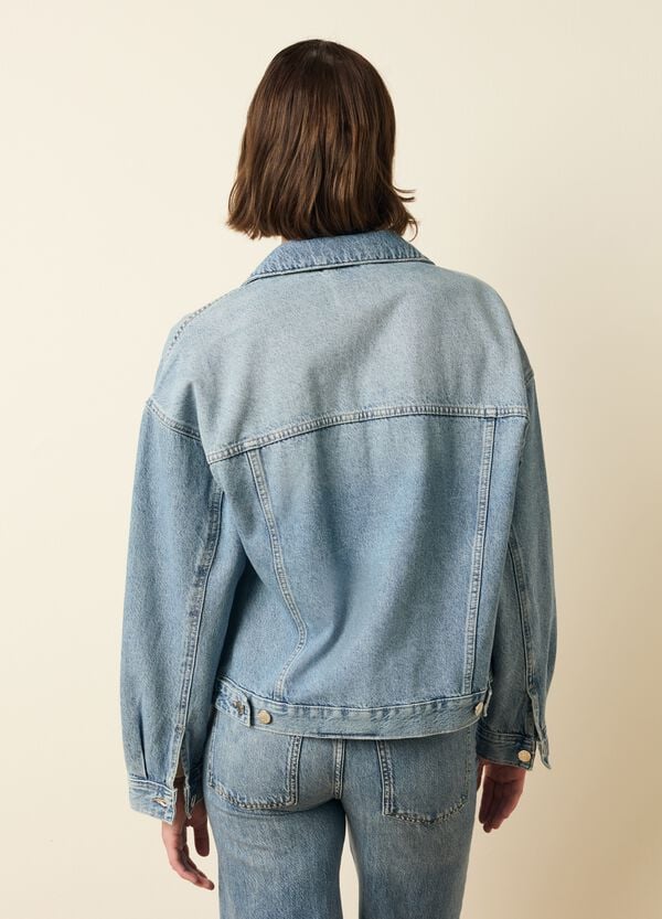 Ovs Giacca Corta In Denim Acid Wash