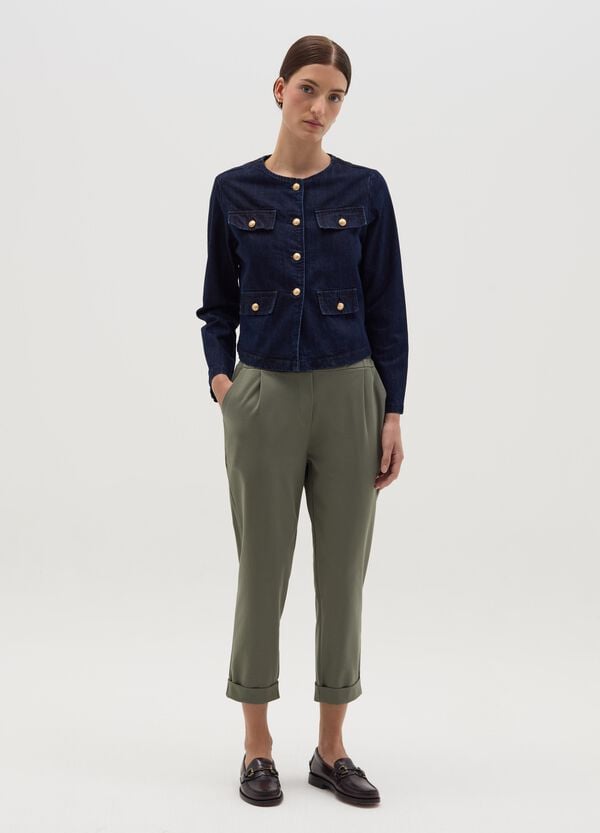 Ovs Giacca Corta In Denim Con Bottoni Dorati