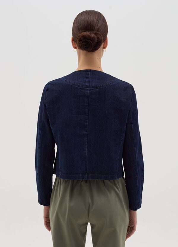 Ovs Giacca Corta In Denim Con Bottoni Dorati