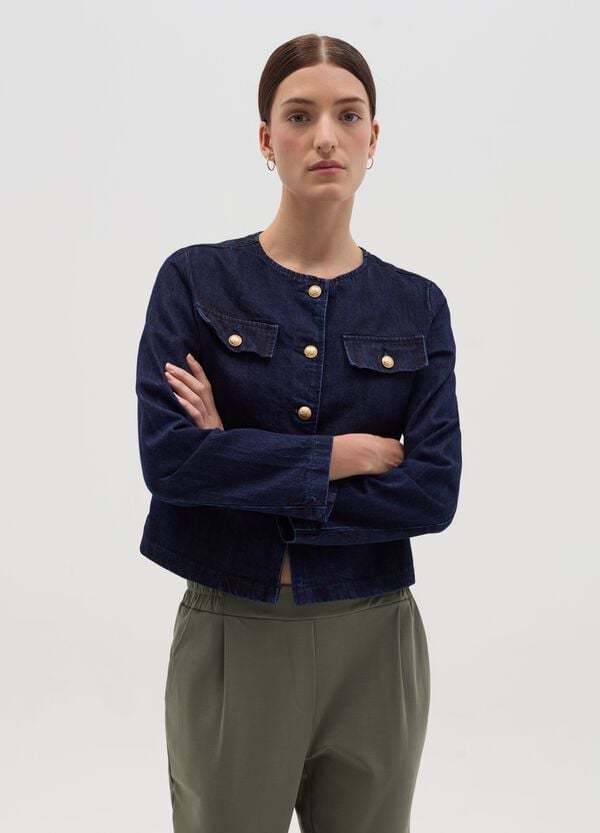 Ovs Giacca corta in denim con bottoni dorati