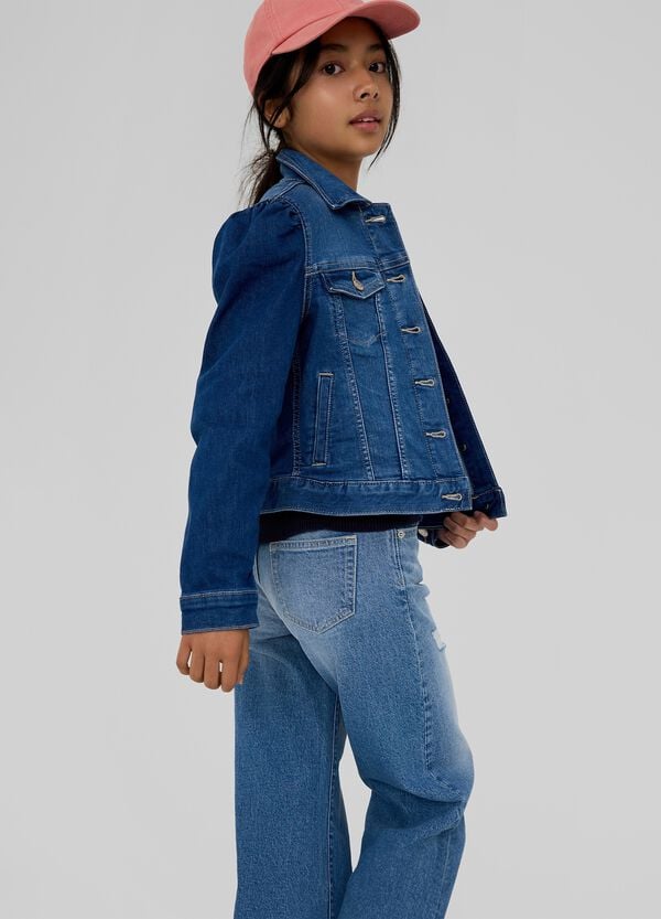 Ovs Giacca corta in denim maniche a palloncino