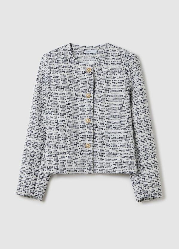 Ovs Giacca corta in tweed bianca e nera