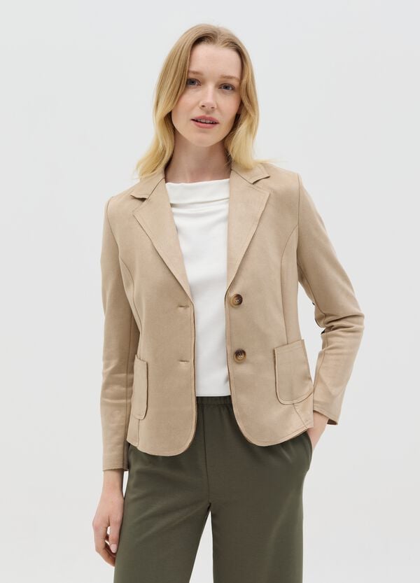 Ovs Giacca corta scamosciata beige