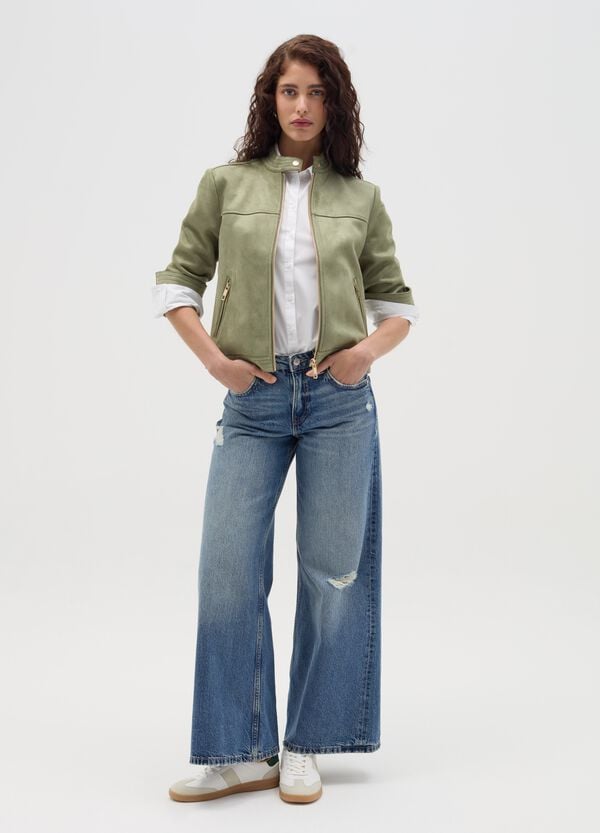 Ovs Giacca corta scamosciata full-zip