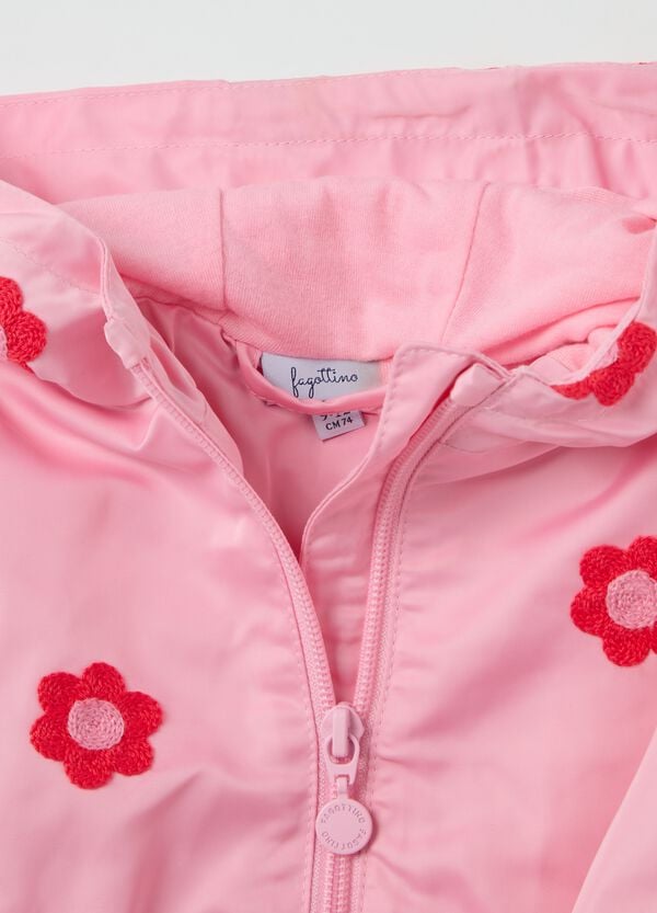 Ovs Giacca Impermeabile Con Cappuccio Ricamo Fiori