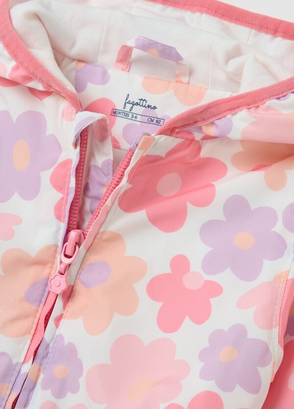 Ovs Giacca Impermeabile Con Cappuccio Stampa Fiori