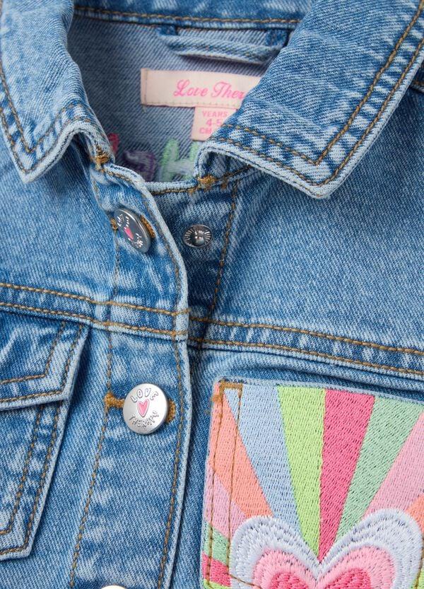 Ovs Giacca In Denim Con Ricamo Arcobaleno E Cuore
