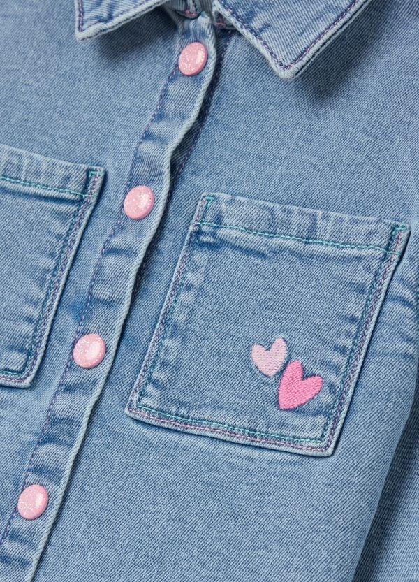 Ovs Giacca In Denim Con Tasche E Ricamo Cuori