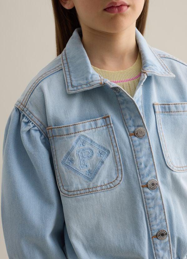 Ovs Giacca In Denim Con Tasche E Ricamo Logo