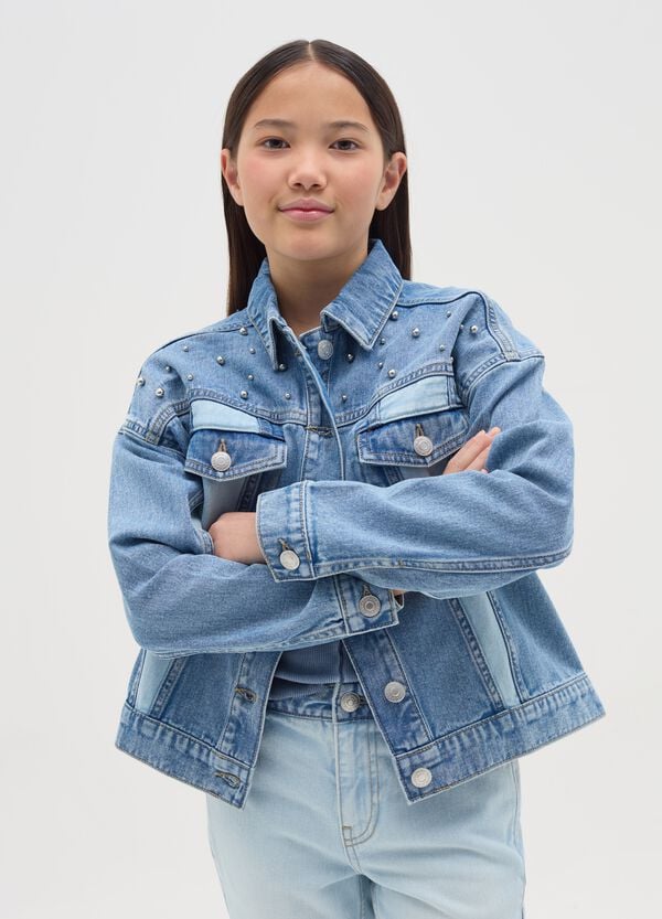 Ovs Giacca in denim doppio lavaggio con perle
