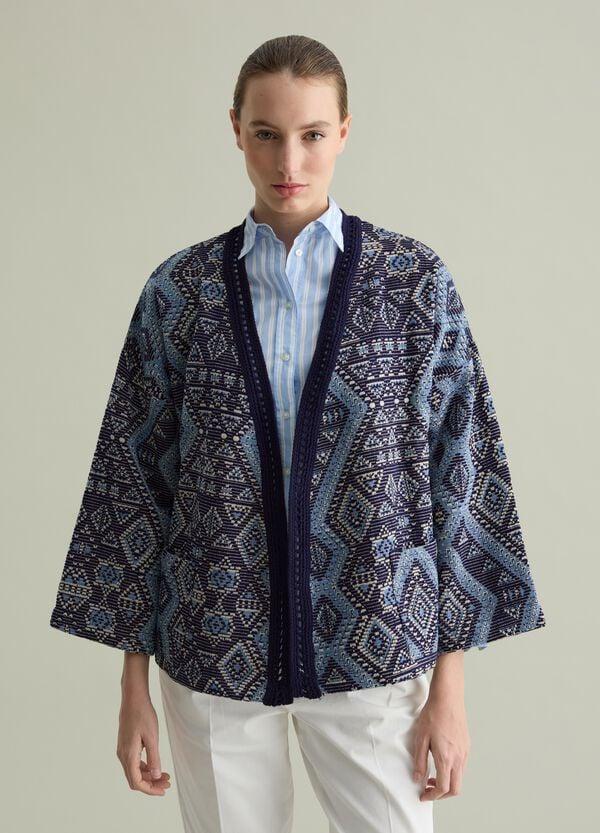 Ovs Giacca Kimono In Fantasia Geometrica Jacquard