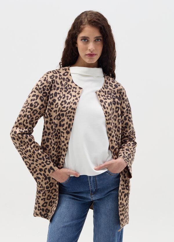 Ovs Giacca Lunga Aperta Animalier