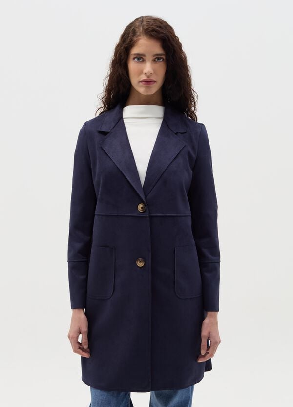 Ovs Giacca Lunga Scamosciata Con Bottoni