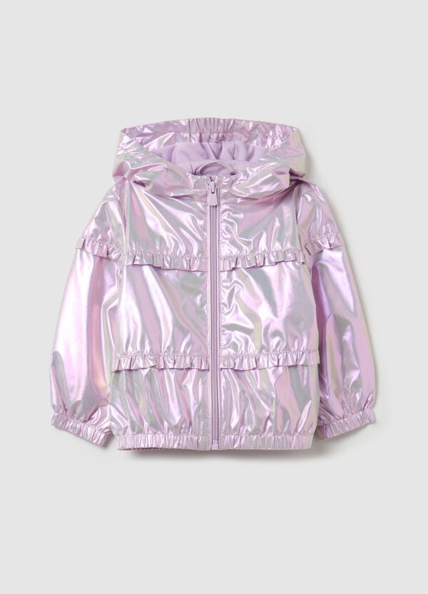Ovs Giacca shiny con cappuccio e rouches