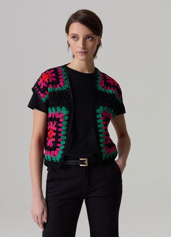 Ovs Gilet Aperto Crochet Multicolor