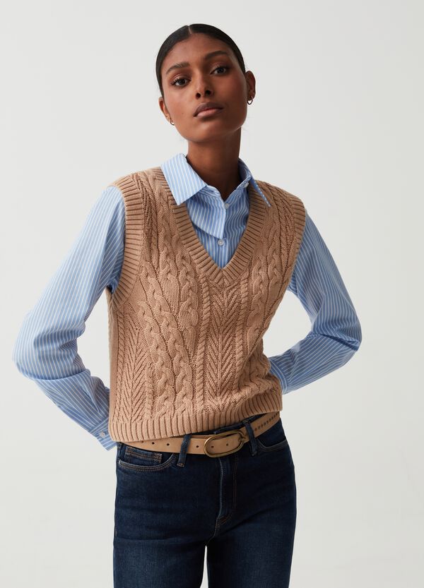 Ovs Gilet chiuso a trecce con scollo a V