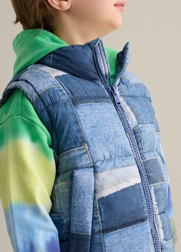 Ovs Gilet Imbottito Con Stampa Effetto Denim