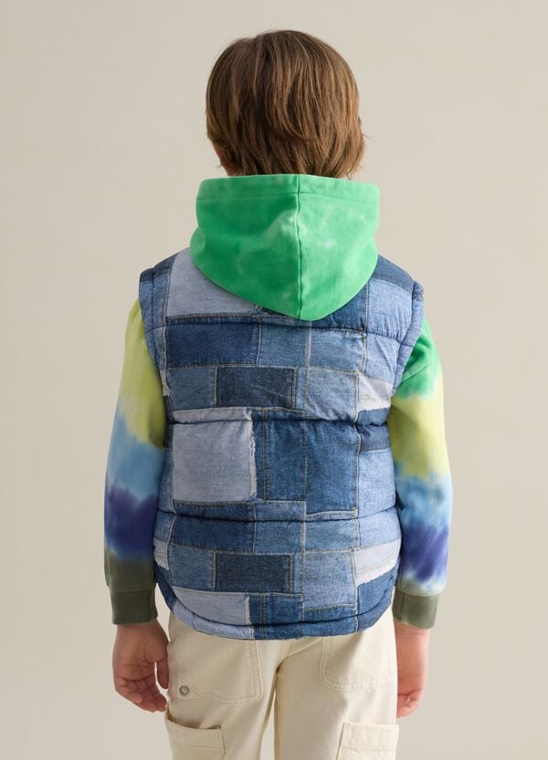 Ovs Gilet Imbottito Con Stampa Effetto Denim