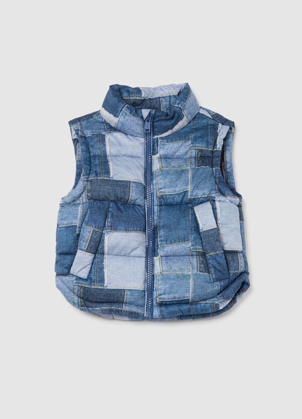 Ovs Gilet Imbottito Con Stampa Effetto Denim