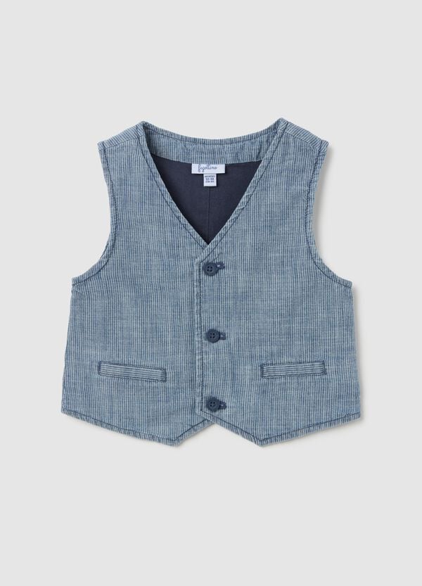 Ovs Gilet in cotone con fantasia a righe sottili