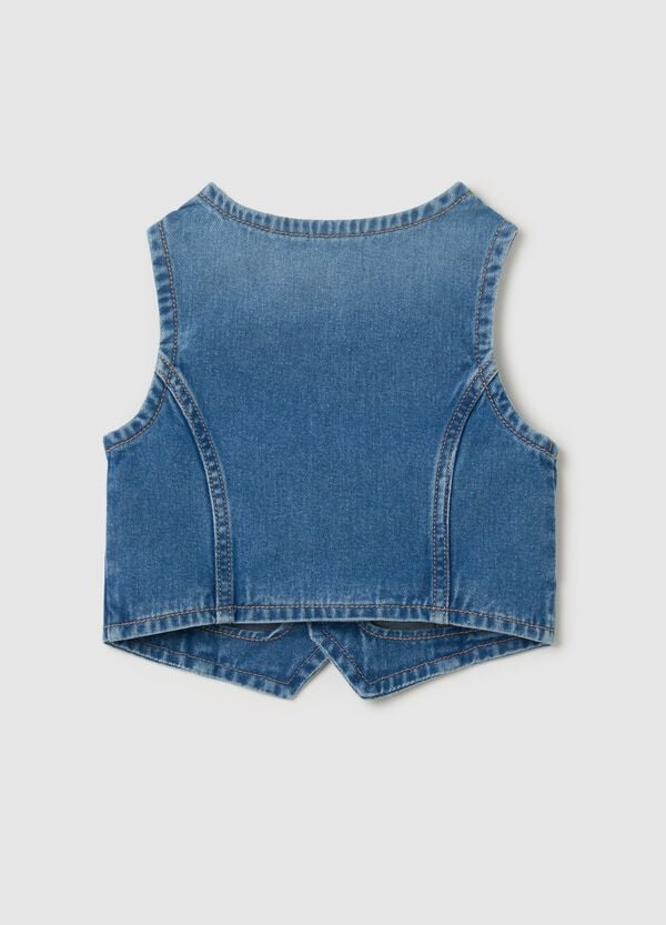 Ovs Gilet In Denim Con Bottoni A Cuore