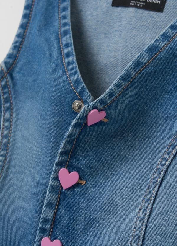 Ovs Gilet In Denim Con Bottoni A Cuore