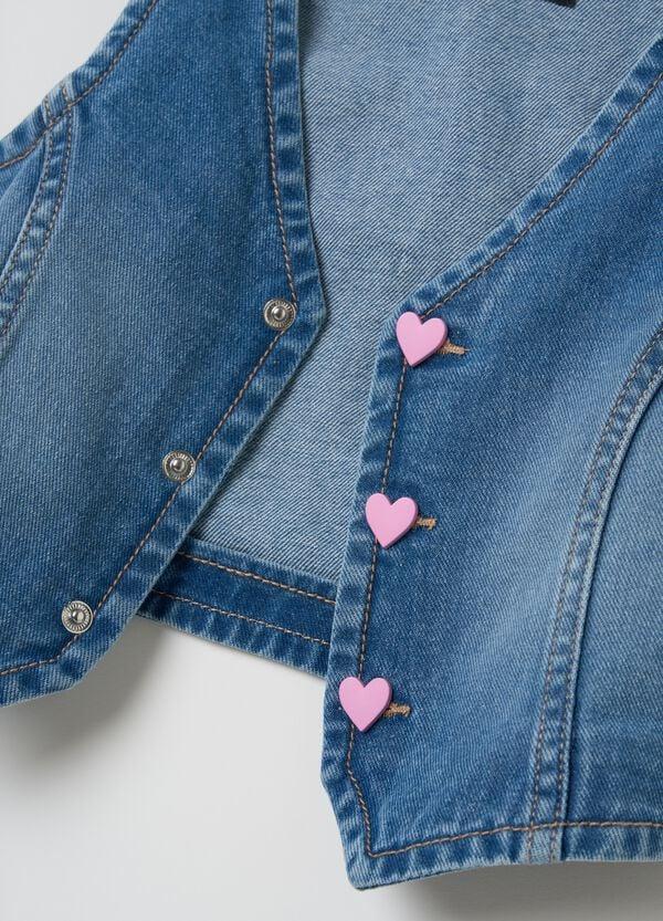 Ovs Gilet In Denim Con Bottoni A Cuore